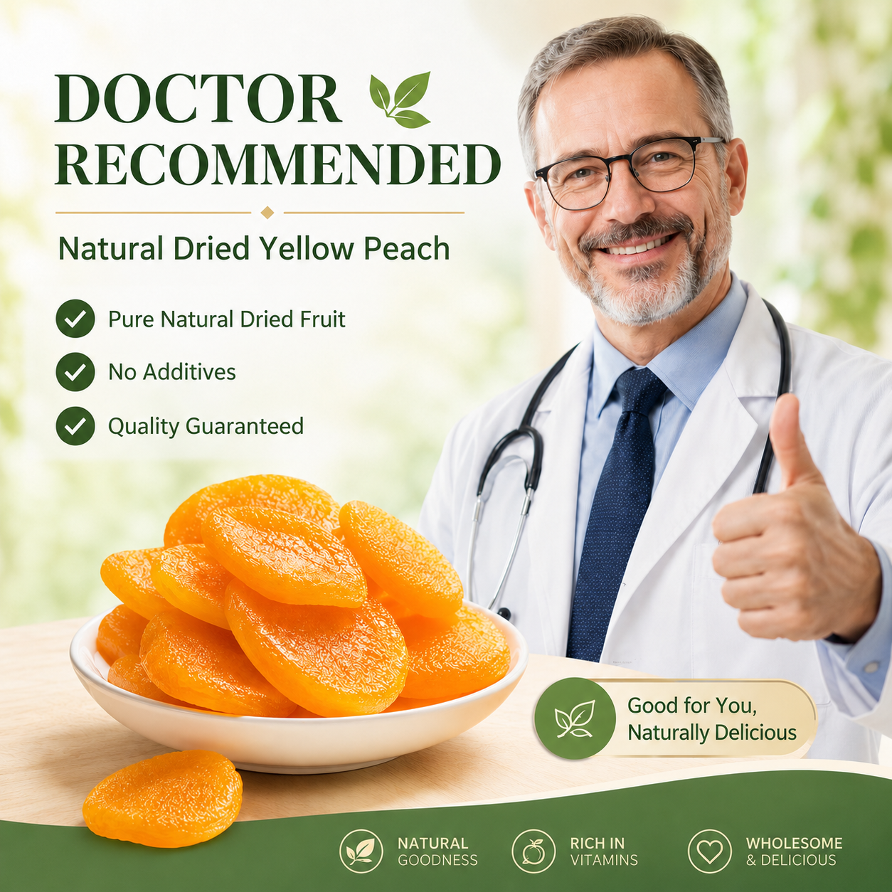 100% Pure Natural Dried Yellow Peach-Healthy blood sugar support.-YOY