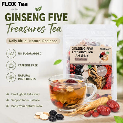 FLOX Ginseng Five Treasure Tea | Healthy Kidney Tea for Men & Women-SUY