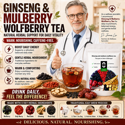 ✅🏆 Vitality Ginseng & Mulberry Wolfberry Tea, Natural Energy Support -XLB