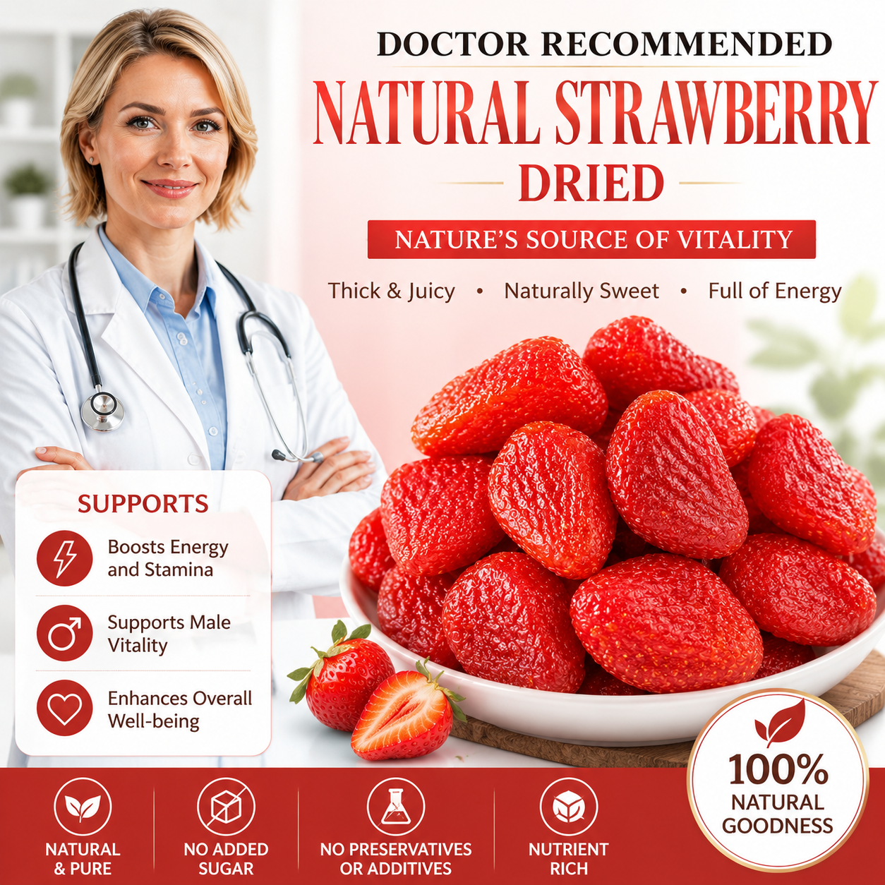 100% pure natural dried strawberries-Enhance male vitality-YOY