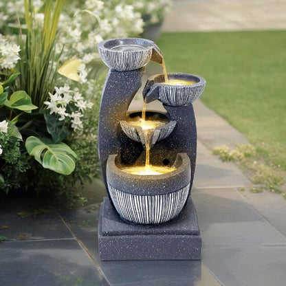 Outdoor LED Water Fountain Rockery Decor with Solar Panel-TTT