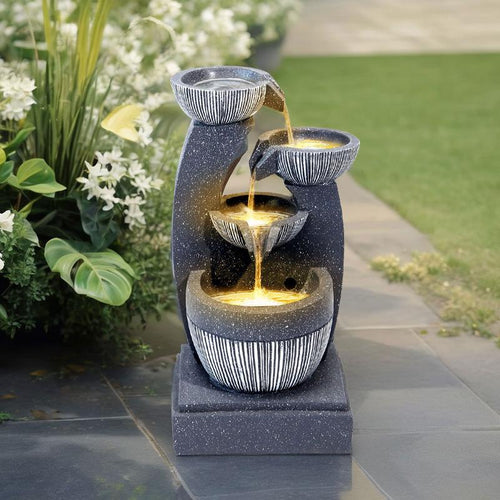 Outdoor LED Water Fountain Rockery Decor with Solar Panel-TTT