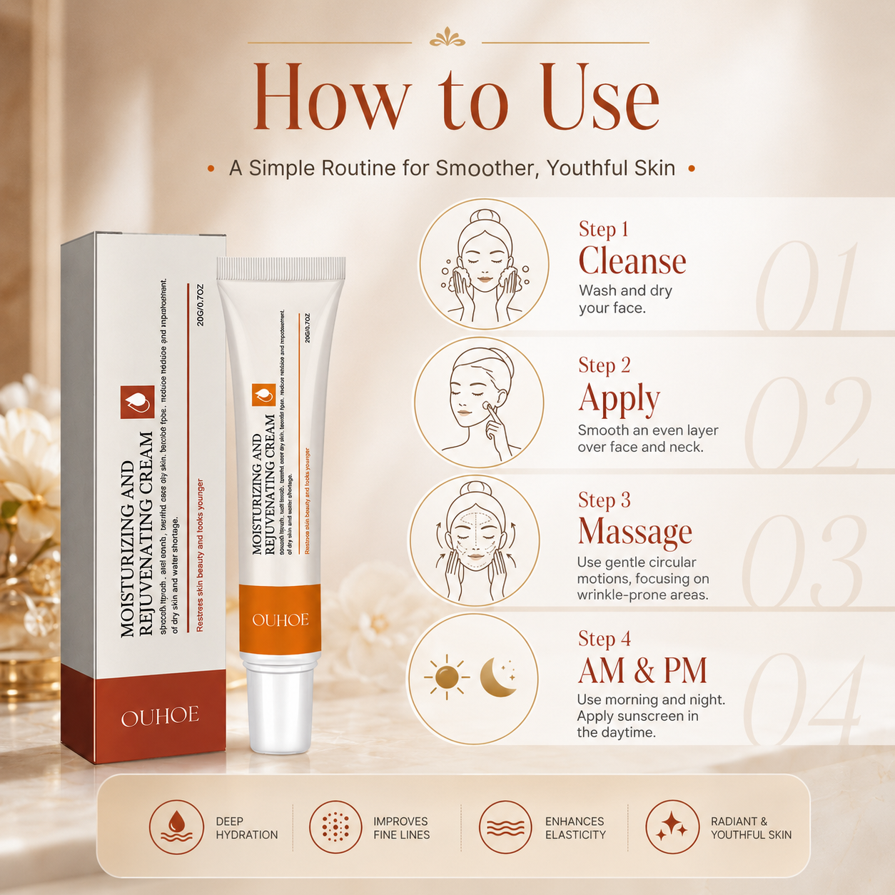OUHOE Retinol Anti-Aging Face Cream for Wrinkles, Fine Lines & Sagging Skin | 4-in-1 Firming & Hydrating Moisturizer (Buy 1 Get 1 FREE Today!)-QZZ