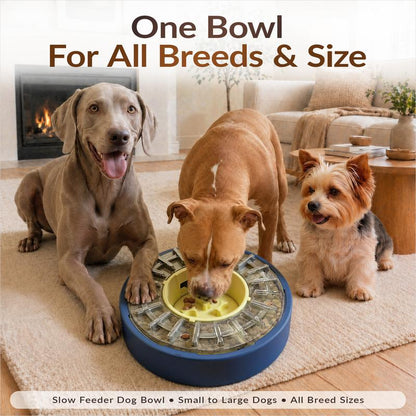 Interactive Dog Slow Feeder Toy, Rotating Puzzle Treat Dispenser for Mental Stimulation, Slow Eating Bowl for Small to Medium Dogs-TTT