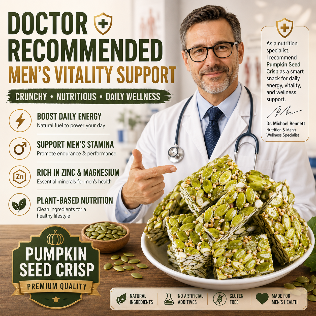 Natural Daily Fuel for Men’s Strength, Stamina & Vitality– Pumpkin Seed Crisp-LT