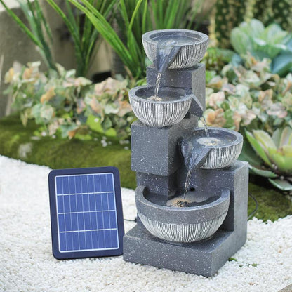 Outdoor LED Water Fountain Rockery Decor with Solar Panel-TTT
