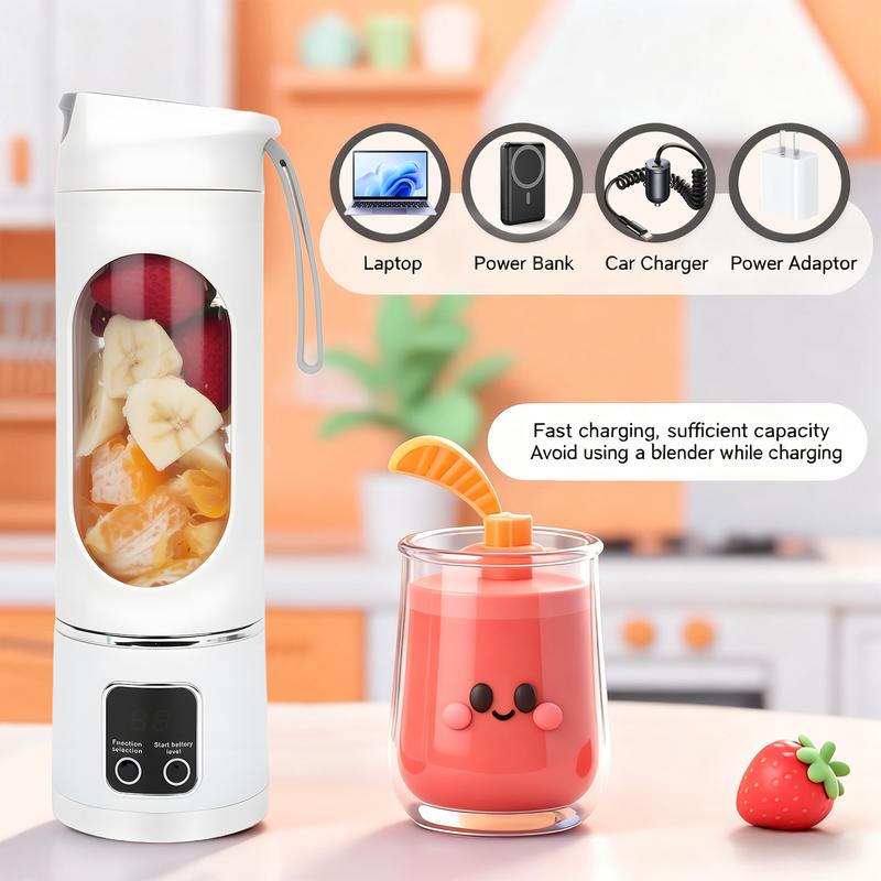Portable Blender, USB Rechargeable 350ml Personal Juicer Cup, Mini Smoothie Blender for Travel, Gym, Office-TTT