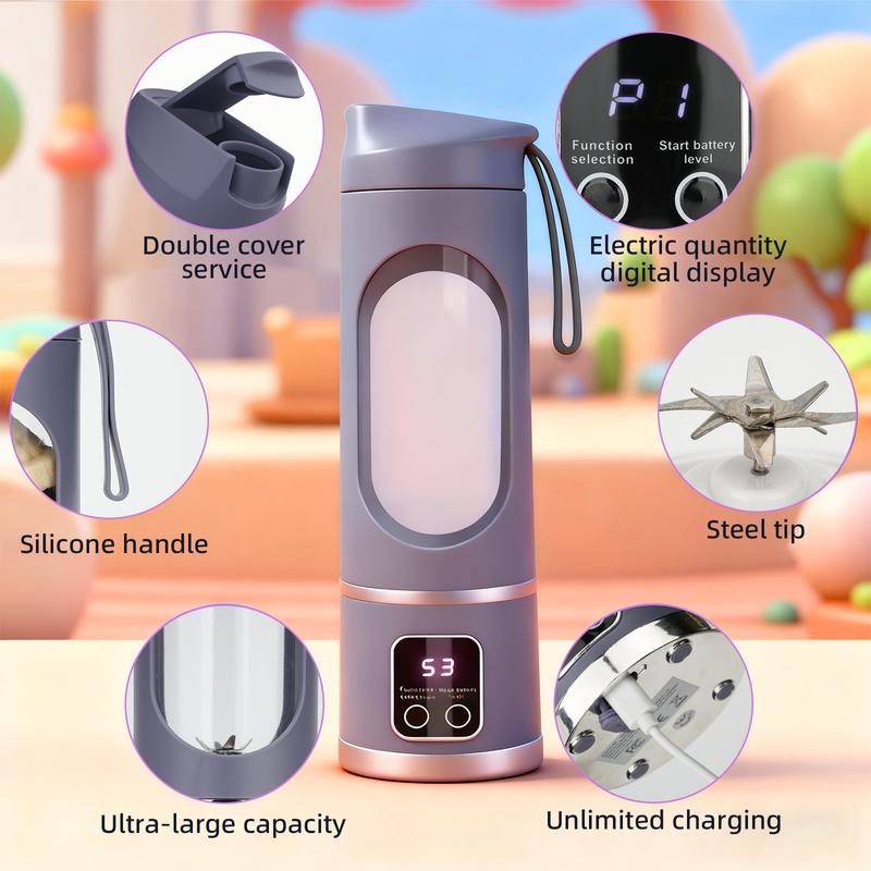 Portable Blender, USB Rechargeable 350ml Personal Juicer Cup, Mini Smoothie Blender for Travel, Gym, Office-TTT