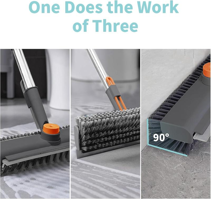 3-in-1 Floor Scrub Brush Long Handle, Bathroom Shower Deck Garage Heavy Duty Cleaning Brush-VIM