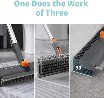 3-in-1 Floor Scrub Brush Long Handle, Bathroom Shower Deck Garage Heavy Duty Cleaning Brush-VIM
