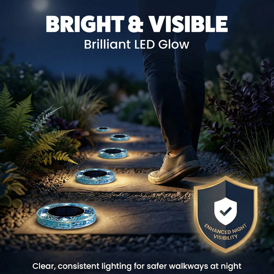 Solar Outdoor Mosaic Disk Lights, Waterproof Decorative Pathway LED Light, Auto On/Off-VIM
