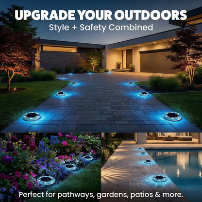 Solar Outdoor Mosaic Disk Lights, Waterproof Decorative Pathway LED Light, Auto On/Off-VIM