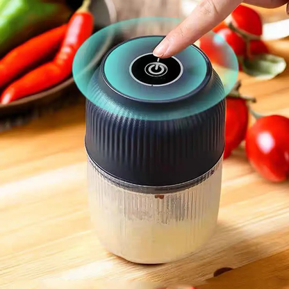 Portable Electric Garlic Chopper 300ML 4 Sharp Blades, Wireless Veggie Fruit Meat Spice Processor-VIM