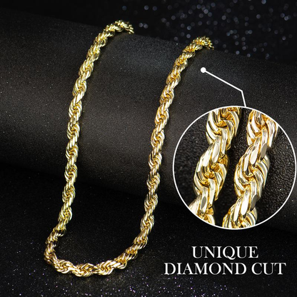Solid Gold Twisted Necklace, Unisex Adjustable Chain, Ideal Gift for Loved Ones-SUY