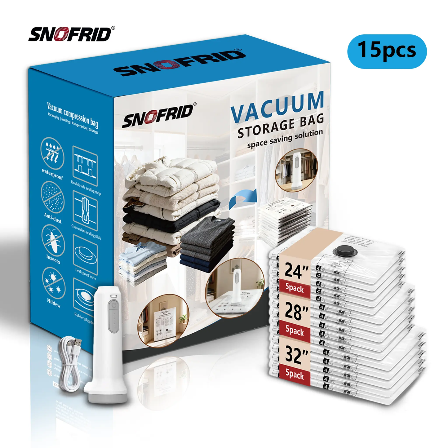 Snofrid Cordless Vacuum Storage Compression Bag Set 🧳-VIM