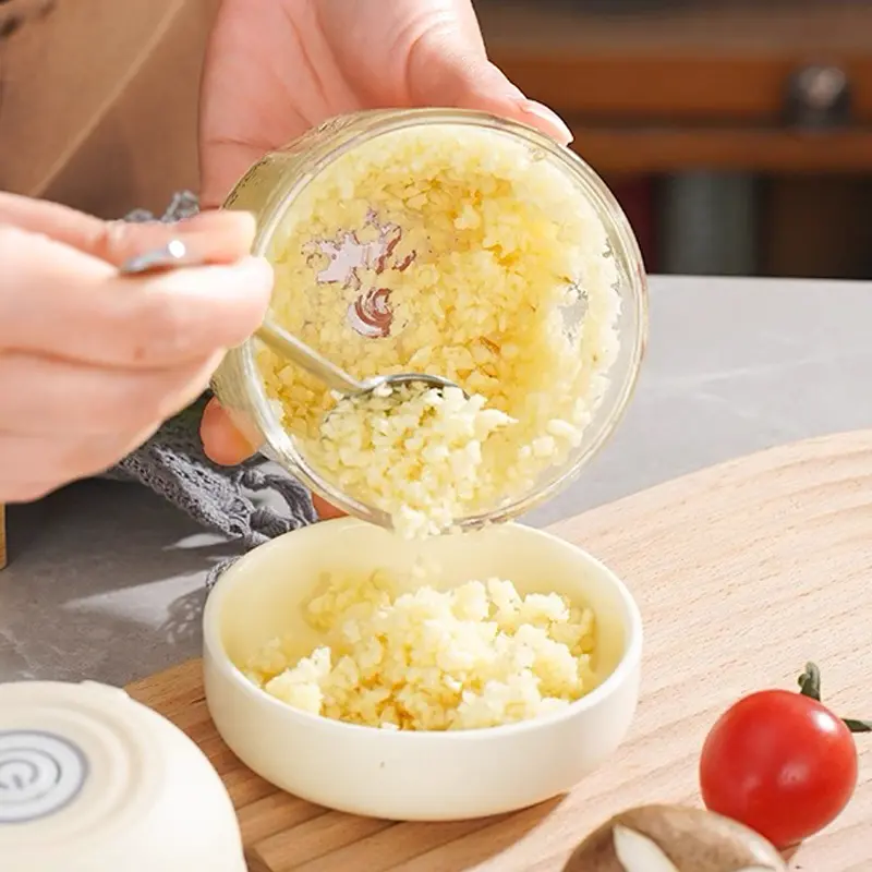 Portable Electric Garlic Chopper 300ML 4 Sharp Blades, Wireless Veggie Fruit Meat Spice Processor-VIM
