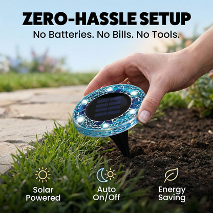 Solar Outdoor Mosaic Disk Lights, Waterproof Decorative Pathway LED Light, Auto On/Off-VIM