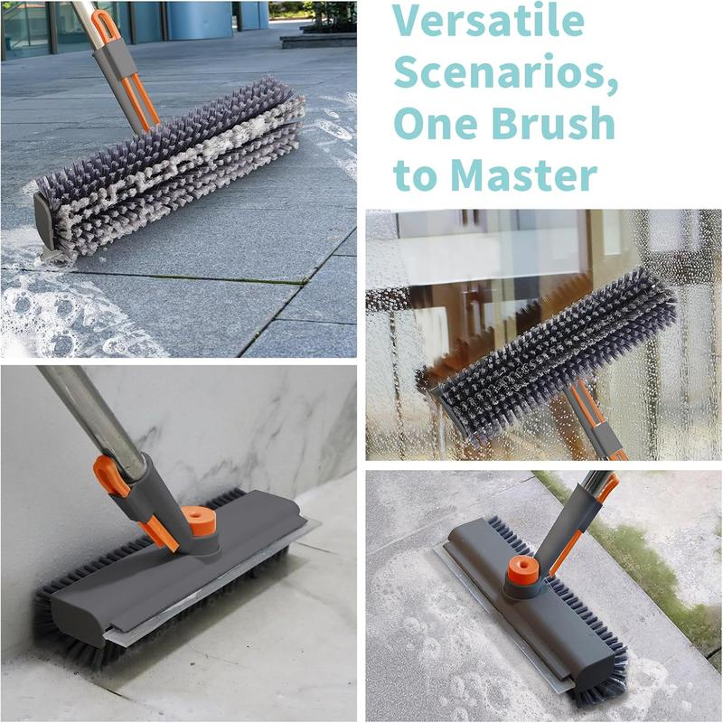 3-in-1 Floor Scrub Brush Long Handle, Bathroom Shower Deck Garage Heavy Duty Cleaning Brush-VIM