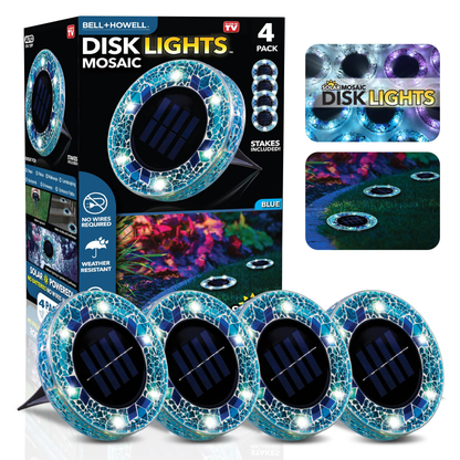 Solar Outdoor Mosaic Disk Lights, Waterproof Decorative Pathway LED Light, Auto On/Off-VIM
