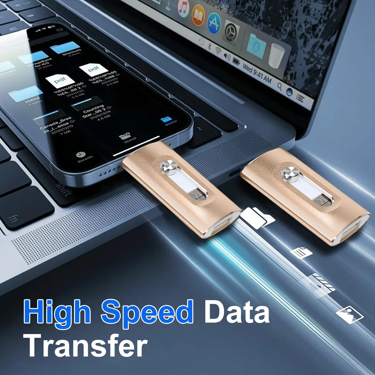 ⚡4-in-1 MFi Flash Drive💾 64GB/128GB OTG Type-C Adapter for iPhone Android PC High-Speed Data Transfer-VIM