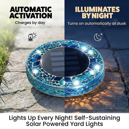 Solar Outdoor Mosaic Disk Lights, Waterproof Decorative Pathway LED Light, Auto On/Off-VIM