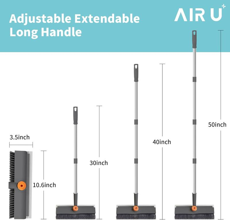 3-in-1 Floor Scrub Brush Long Handle, Bathroom Shower Deck Garage Heavy Duty Cleaning Brush-VIM