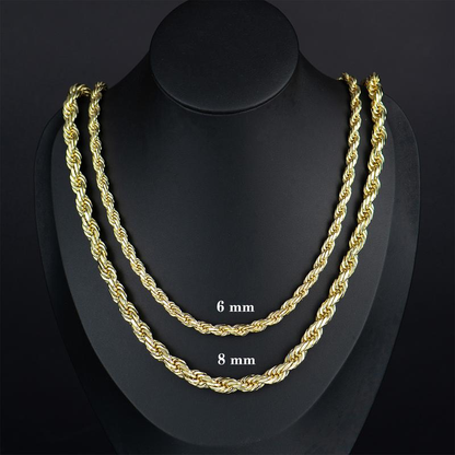 Solid Gold Twisted Necklace, Unisex Adjustable Chain, Ideal Gift for Loved Ones-SUY