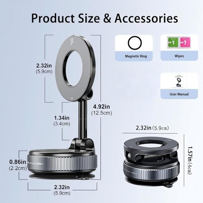 🚗Foldable Magnetic Car Holder｜Strong Vacuum Suction for All Phones 📱-VIM